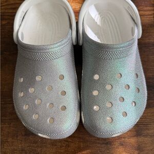CROCS Kids Glittery Silver Sandals